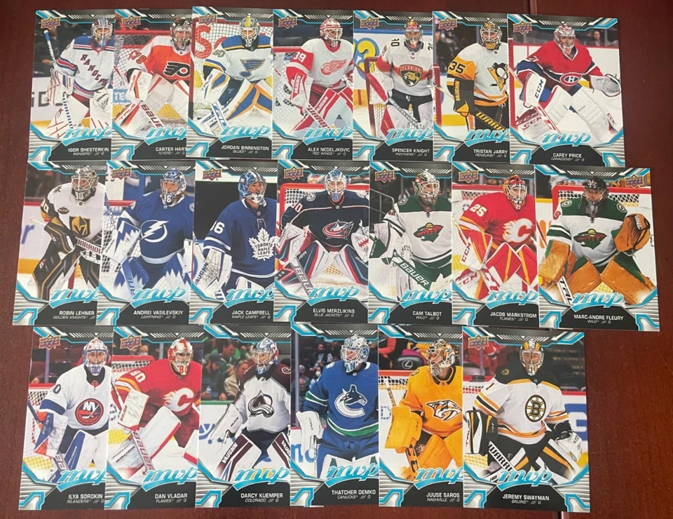 22-23 UPPER DECK MVP COMPLETE BASE SET OF 20 GOALIE CARDS - Image 1 of 1