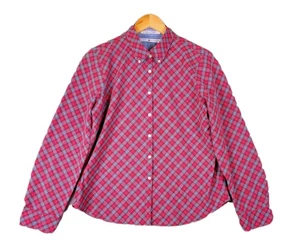 TOMMY HILFIGER Top Mujer 16 (XL) Rojo Tartán Cuadros Camisa Blusa con Botones  - Imagen 1 de 15