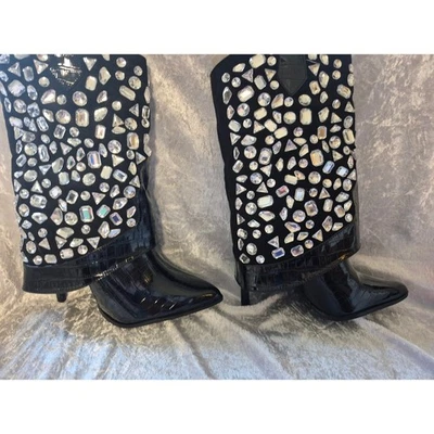 Lauren Lorraine Hana Black Rhinestone Embellished Boots Size 9.5 - Image 1 of 4