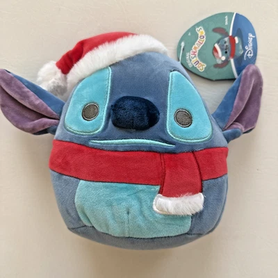 迪士尼 Stitch 原装 Squishmallows 毛绒圣诞圣诞老人帽子 8 英寸柔软 — 第 1/4 张图片
