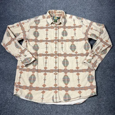 Cabelas Shirt Mens Large Tall Beige Aztec Southwestern Pattern Button Up Cotton - Image 1 of 4
