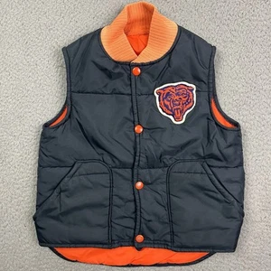 Vintage Chicago Bears Puffer Vest Coat Pockets Warm Stahl Urban Boys Small - Picture 1 of 11