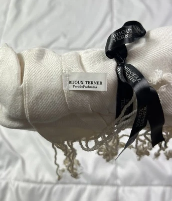 Bijoux Terner White Pashmina Shawl Scarf Wrap Fringe, NEW WITHout TAGS - Image 1 of 4