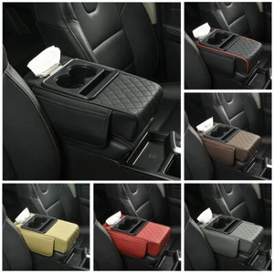 Car Armrest Box Center Console Armrest Storage Box Cushion Cup Holder Universal - Picture 1 of 30