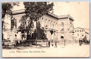 Cartolina Biblioteca pubblica, Street View, New Bedford Massachusetts pubblicata 1908 - Foto 1 di 2