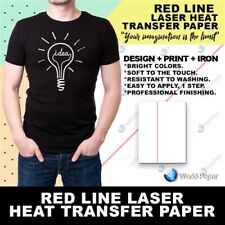 LASER HEAT TRANSFER PAPER / DARK COLORS 25 SHEETS 8.5" x 11" Red Line