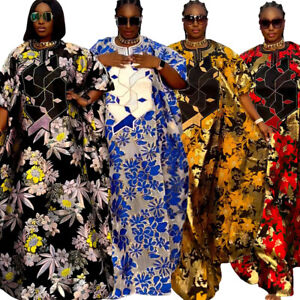 Women African Ankara Dashiki Print Maxi Dress Dubai Abaya Kaftan Islamic Caftan