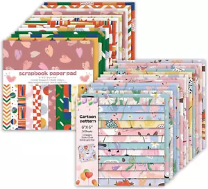 48 Sheets 24 Designs Scrapbook Paper Pad, 6"×6" Single-Sided Decopodge Craft Pap - Picture 1 of 9