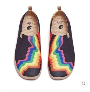 UIN Women's Slip On Sneakers Casual Loafers Knitted Art Painted Comfort Soft... - Picture 1 of 7