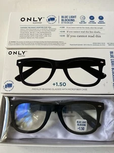 NEW ONLY Eyewear the BROWSER +1.50 Blue Light Blocking Reading Glasses Readers - Picture 1 of 6