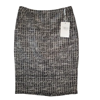 NUEVO CON ETIQUETAS Max Mara Falda Lápiz Hasta la Rodilla Para Mujer Talla 6 Negro Blanco Hecha en Italia Foto 1 de 4
