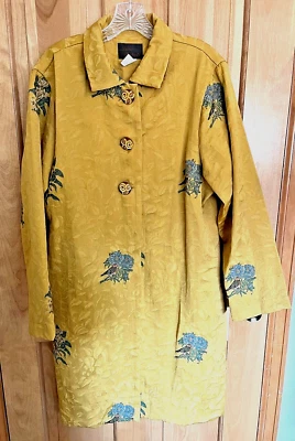 Vintage Aida Dalali Yellow Gold Damask Coat Jacket Sze L Lightweight - Image 1 of 4