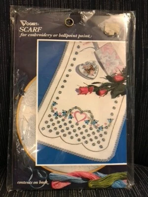 Vogart Stamped Embroidery Valentine  Heart and Flower Table Runner Kit - Image 1 of 2
