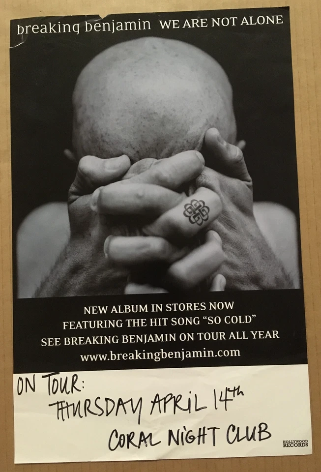BREAKING BENJAMIN Raro PÓSTER PROMOCIONAL 2004 CD 11x17 EE. UU. NUNCA EXHIBIDO Foto 1 de 3