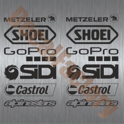 DECALFACTORY Aufkleber Sponsoren Set Motorrad Racing Decal 12-teilig Rennsport MotoGP MSP002