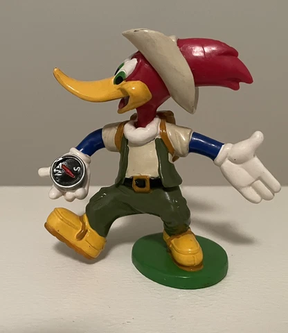 Rare Vintage Walter Lantz WOODY WOODPECKER 4" PVC Explorer FIGURE w/ Compass Cover