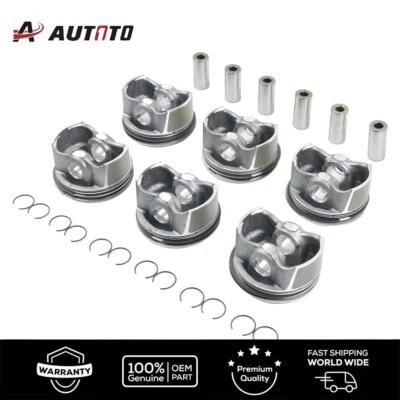 6x Pistons & Rings Kit Set For 3.0L Mercedes-Benz E280 A2720304017 A2720301018 - Изображение 1 из 4