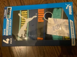 PUMA Boys 4 Boxer brief Size Large 12 14 Cotton Stretch Short Underwear new - Picture 1 of 8