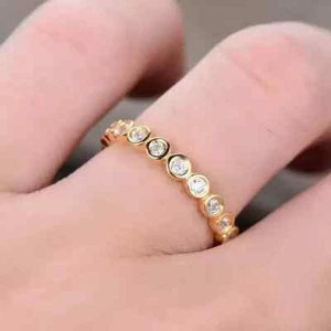 Zargenfassung 1,00 ct Rundschliff Lab Grown Diamant Full Eternity Band 14k Gelbgold - Bild 1 von 21