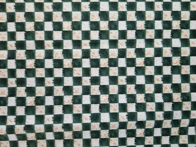 Green and Oatmeal Check Cotton Fabric  1 Yard  X 42" - Image 1 of 2