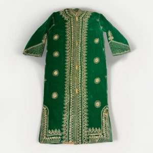 Vintage Damen Samt Marokkanischer Stil Royal Kaftan Maxikleid Smaragd Grün Gold - Bild 1 von 11