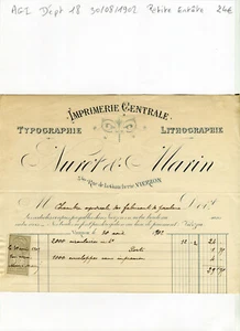 Dépt 18 Vierzon 3 bis Rue de la Gaucherie - Petite Entête d'une Imprimerie 1902 - Picture 1 of 1