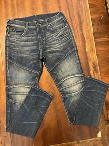 Pantalones de mezclilla True Religion para hombre 30 azules Rocco Moto Relax ajustados doble rodilla - Imagen 1 de 9