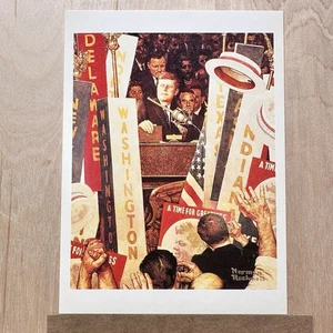 Tarjeta postal vintage 1996 de Norman Rockwell A Time For Greatness (1964) JFK Camp - Imagen 1 de 4