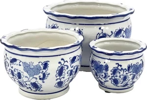 Galt International blau & weiß Blumen Porzellan &amp; - rund  - Bild 1 von 9