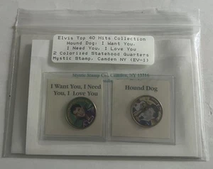 2 Elvis Quarters Hound Dog; I Want You, I Need You Colorized: Mystic Stamp 2002 - Bild 1 von 8