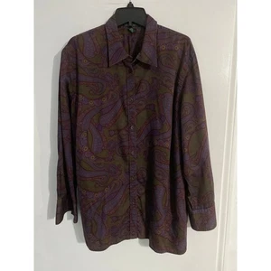 Lauren Ralph Lauren Button Down Hemd Damen Gr. 2X weinrot Paisley Vintage  - Bild 1 von 5