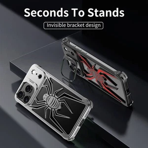 Für iPhone 17 16  15 14 13 Pro Max Metall Spider Hülle Mit Integriertem Ständer - Bild 1 von 21