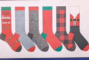 Juego de regalo de calcetines Happy Holiday Crew 6 pares unisex talla 6-12 Santa Navidad nuevos - Imagen 1 de 5