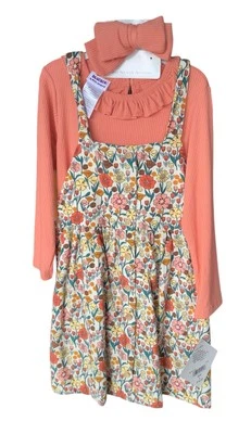 Blueberi Blvd SZ: 6 Soft Corduroy Jumper 2pc Dress Ruffle Neck & Headband - Image 1 of 2