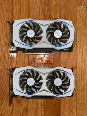 x2 Used ASUS GTX 950 OC SLI (2GB GDDR5) with SLI Bridge - Image 1 of 2
