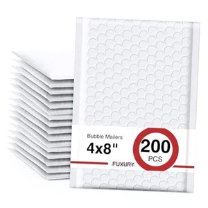 Bubble Mailers 4x8 Inch White 200 Pack Padded Envelopes Usable Size 4x7" - Afbeelding 1 van 7