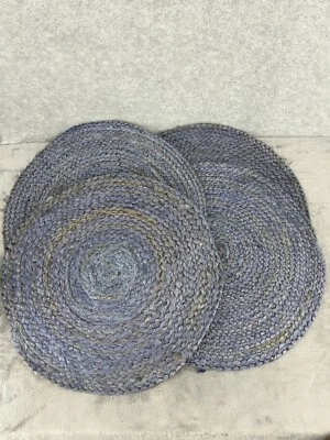 Lote de 4 tapetes de mesa azuis Placemat 15" redondos  - Imagem 1 de 4