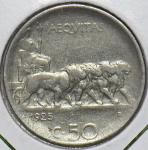 Italy 1925 50 Centesimi Lion animal 296140 combine shipping - Picture 1 of 2