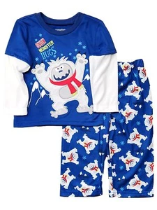 Infant Boys Blue Lightweight Snow Monster Christmas Holiday Pajamas - Picture 1 of 2