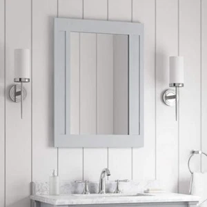 Home Decorators Bathroom Vanity Wall Mirror 33"W x 36"H Wood Framed in Dove Gray - Picture 1 of 9