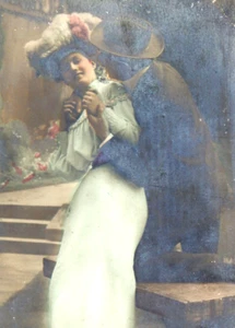 RPPC 1906 HANDGETÖNTES PAAR SELTSAME UMARMUNG GRUSELIG ECHTFOTO POSTKARTE HÜBSCH - Bild 1 von 3