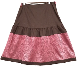 OILILY Lambswool Blend Cottage core Brown/Pink Midi Skirt Size 38 Side Zipper - Picture 1 of 10