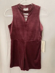 Maddie Romper Girls L XL Juniors XS S Corduroy Burgundy Cut Outs Halter New - Picture 1 of 9