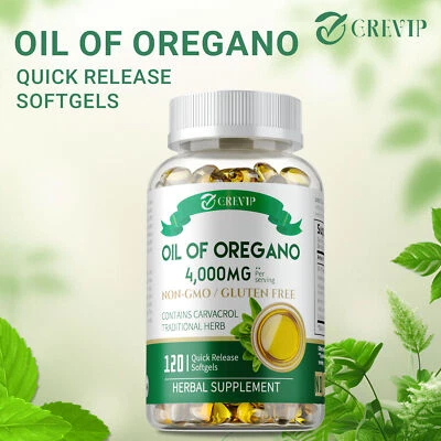 GREVIP Cápsulas de aceite de orégano - con aceite de orégano mediterráneo cosechado silvestre Carvacrol