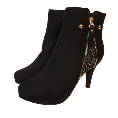 Dream Pairs Womens Black Ankle Boots Stiletto High Heels Zip UP Booties SZ 8.5 - Image 1 of 4