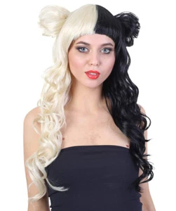 Adult Cosplay Melanie Style Black & Blonde Cosplay Party Costume Wig HW-1103A - Picture 1 of 8