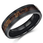 6mm Black Titanium Wedding Ring Band with Koa Wood Inlay Genuine Wood