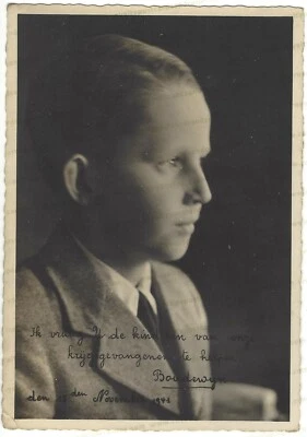 Future KING BAUDOUIN OF BELGIUM printed autograph on WWII 1941 postcard - Bild 1 von 2