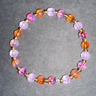 TROPICAL OPALITE BEADED BRACELET Orange Pink Indie Handmade Fairy Jewellery Gift