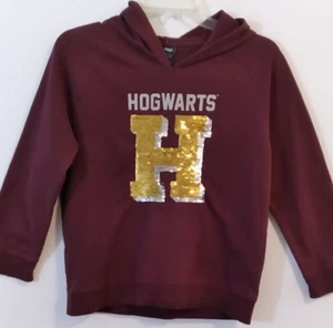 Harry Potter Hogwarts Youth XL Crimson Gold Sequin H Hoodie Sweatshirt Authentic - Picture 1 of 5